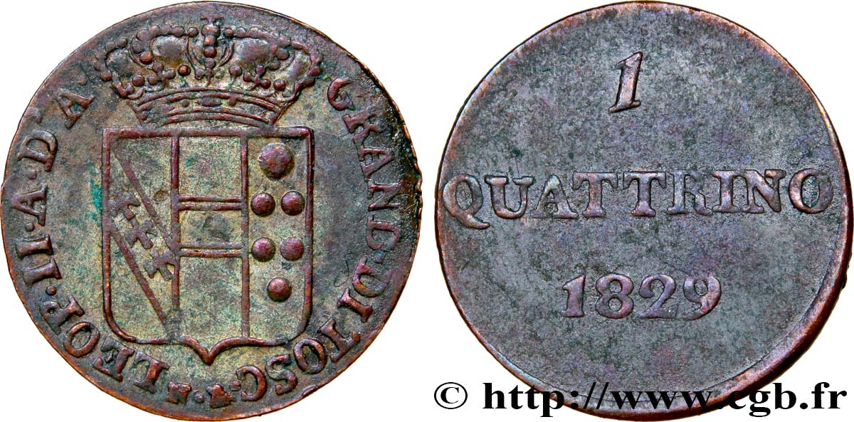 ITALIA - TOSCANA 1 Quattrino 1829 Florence BB 