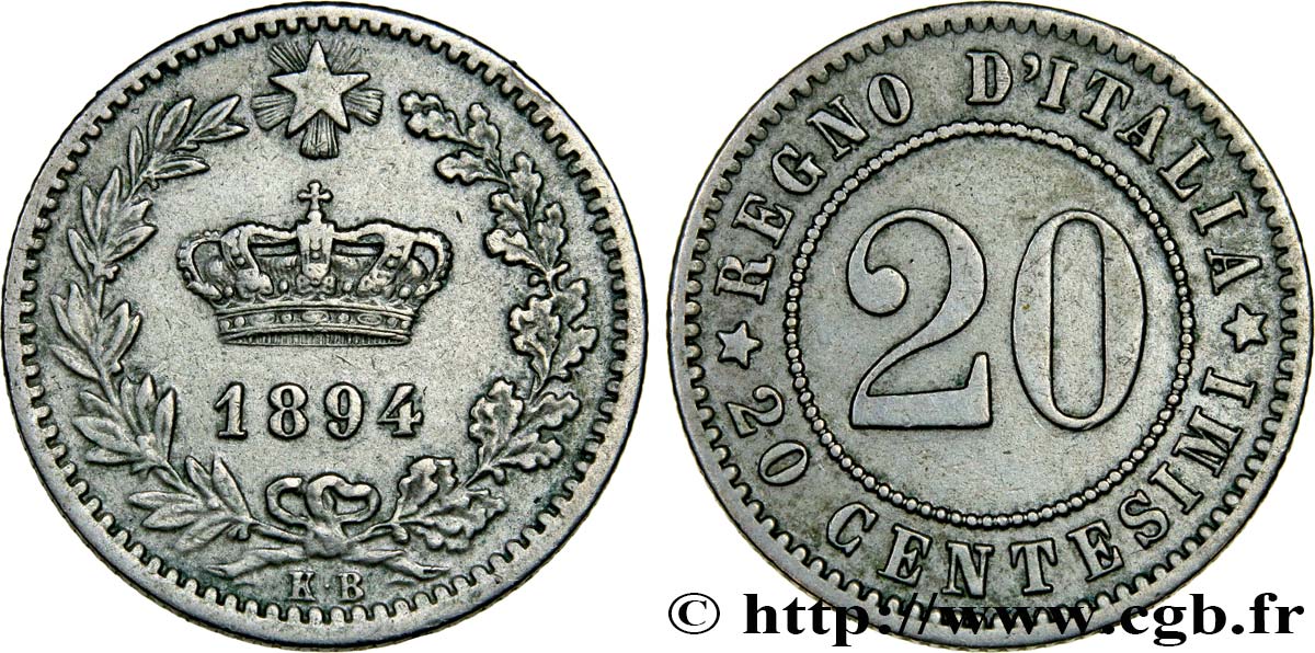 ITALIE 20 Centesimi 1894 Berlin SUP 