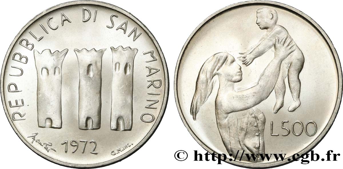 SAN MARINO 500 Lire 1972 Rome fST 