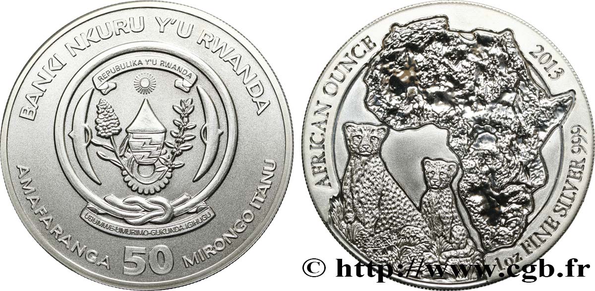 RWANDA 50 Francs (1 once) 2013  MS 