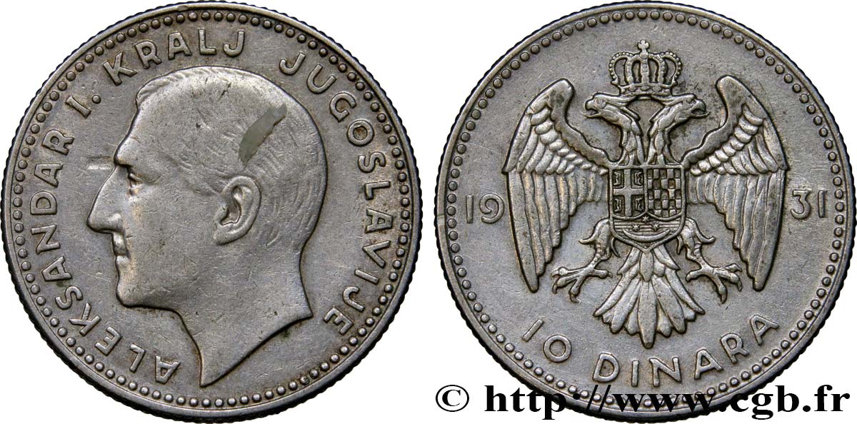 YUGOSLAVIA 10 Dinara Alexandre Ier 1931 Paris BB 