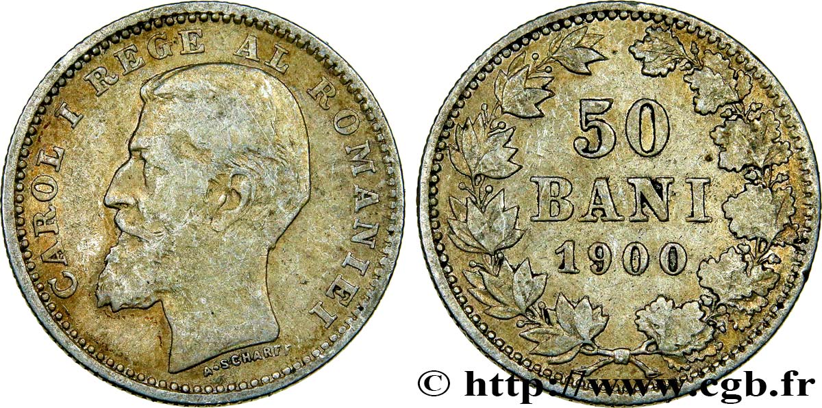 ROMANIA 50 Bani Charles Ier 1900 Bucarest q.BB 