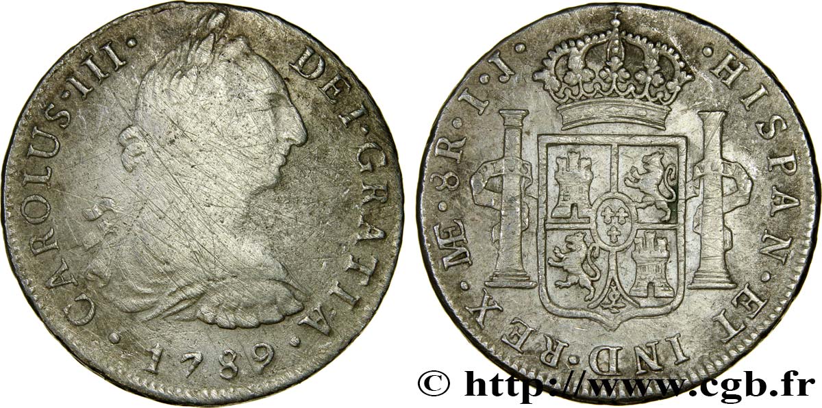 PÉROU 8 Reales Charles III 1789 Lima B+/TB+ 