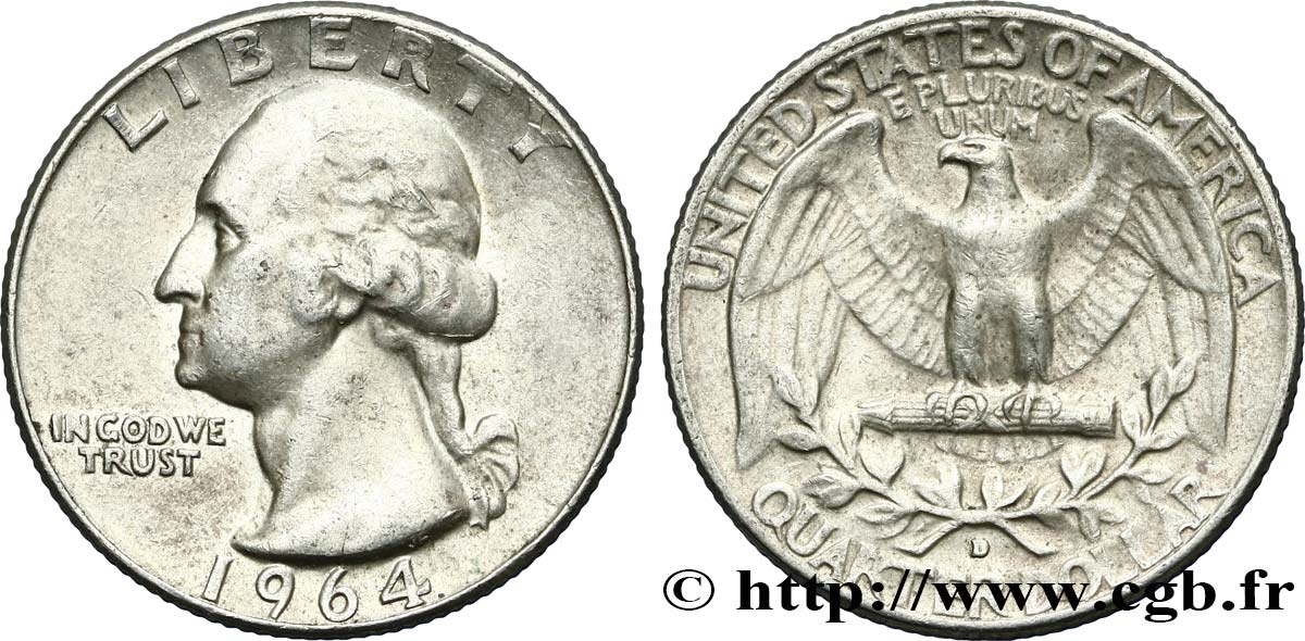 STATI UNITI D AMERICA 1/4 Dollar Georges Washington 1964 Denver q.SPL 