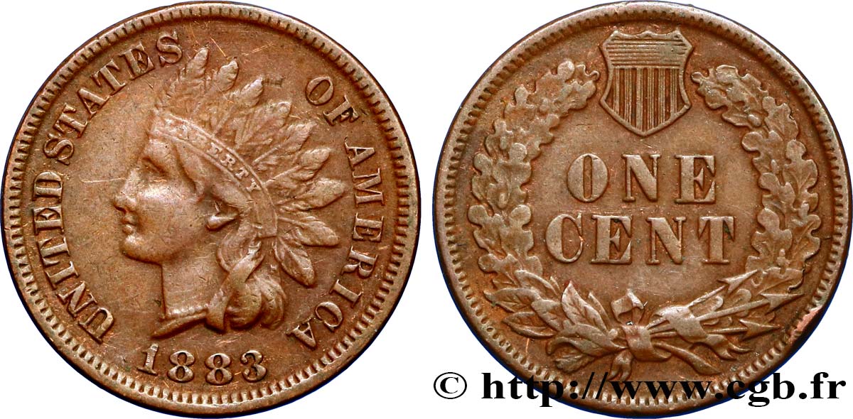 ESTADOS UNIDOS DE AMÉRICA 1 Cent tête d’indien, 3e type 1883  MBC 