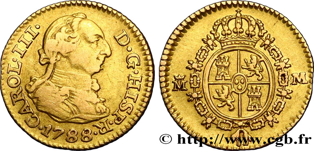 ESPAÑA 1/2 Escudo Charles III 1788 Madrid BC+/MBC 