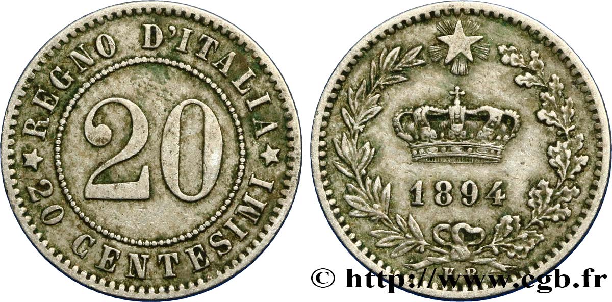 ITALIA 20 Centesimi 1894 Berlin EBC 