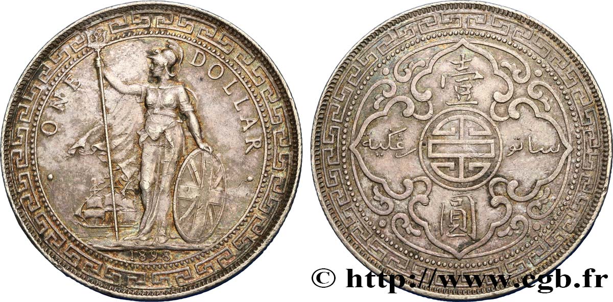 UNITED KINGDOM 1 Dollar Britannia 1898 Bombay AU 