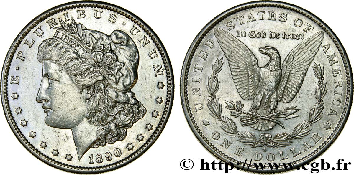 UNITED STATES OF AMERICA 1 Dollar Morgan 1890 San Francisco AU 
