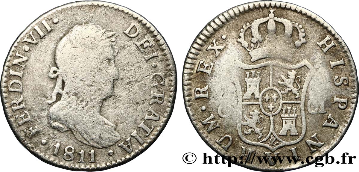 SPAGNA 2 Reales Ferdinand VII 1811 Cadix MB 
