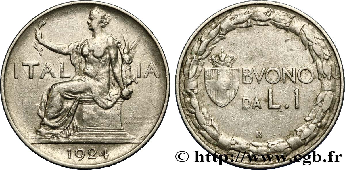 ITALIA 1 Lire (Buono da L.1) Italie assise 1924 Rome - R MBC 
