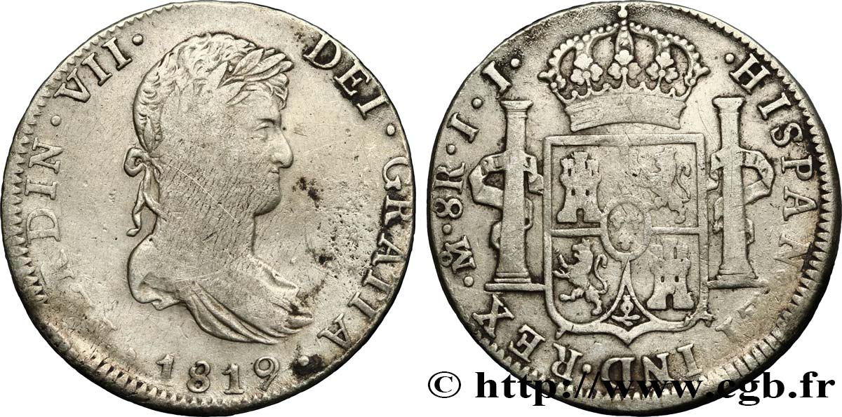 MÉXICO 8 Reales Ferdinand VII 1819 Mexico BC+ 