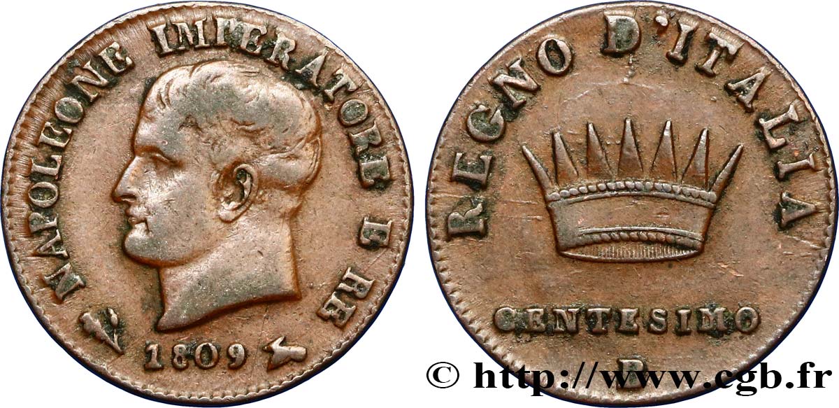 ITALIA - REGNO D ITALIA - NAPOLEONE I 1 Centesimo 1809 Bologne BB 