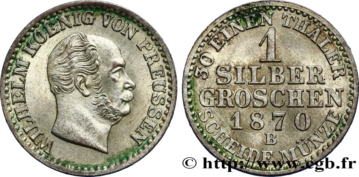 GERMANIA - PRUSSIA 1 Silbergroschen Guillaume Ier 1870  SPL 