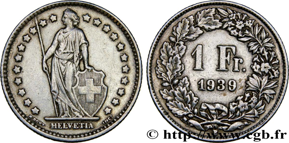 SUIZA 1 Franc Helvetia 1939 Berne MBC 