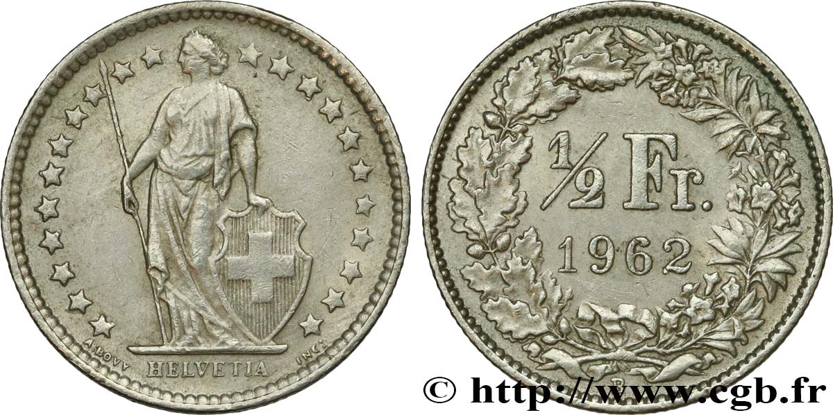 SVIZZERA  1/2 Franc Helvetia 1962 Berne SPL 
