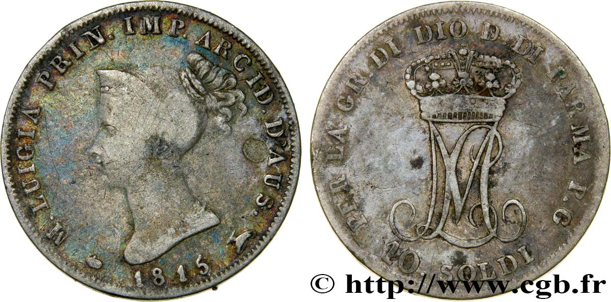 ITALY - PARMA AND PIACENZA 10 Soldi Marie-Louise 1815 Milan VF 