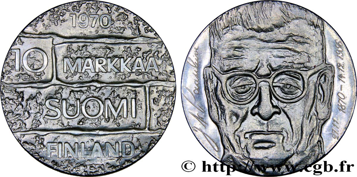 FINNLAND 10 Markkaa centenaire naissance du président Paasikivi 1970  fST 