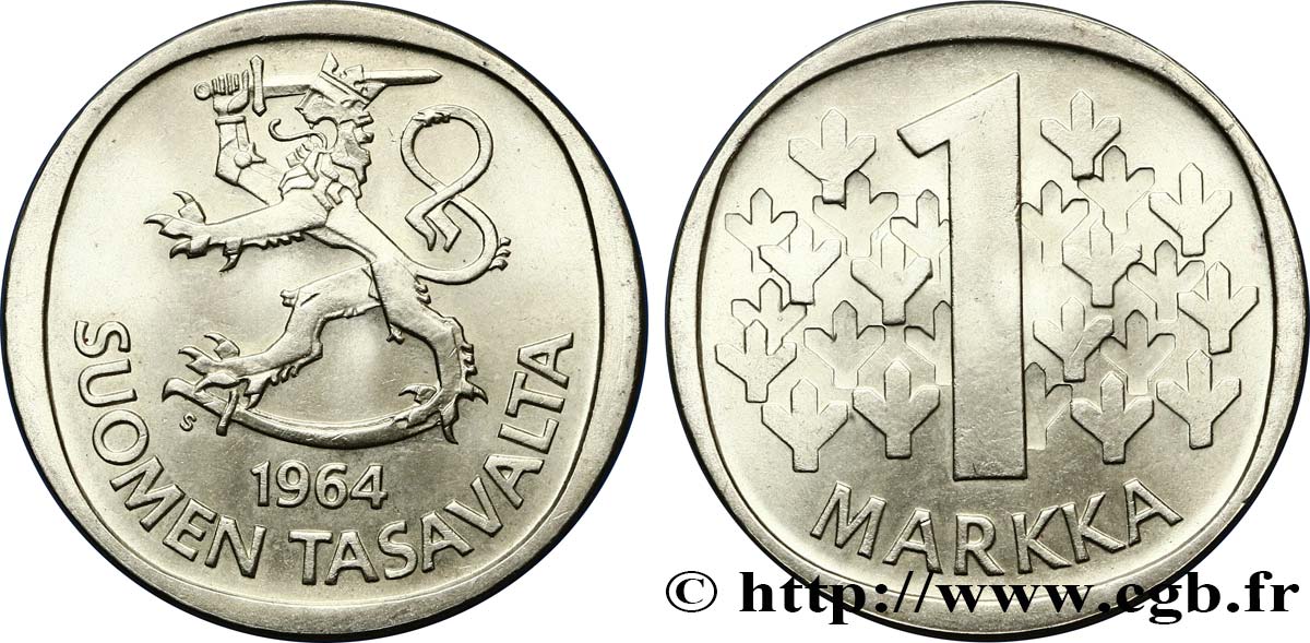 FINLANDIA 1 Markkaa 1964  MS 