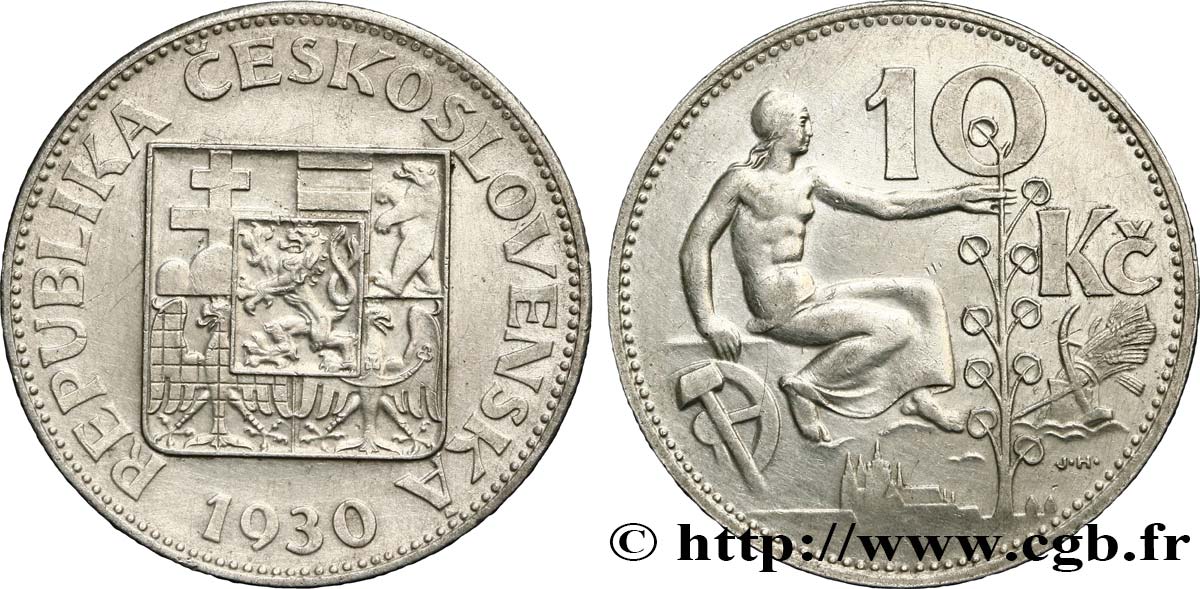 CECOSLOVACCHIA 10 Korun alégorie du travail 1930  SPL 