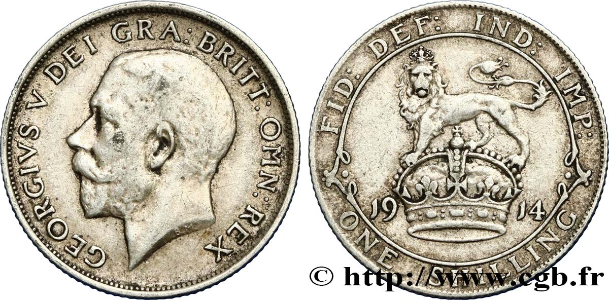 ROYAUME-UNI 1 Shilling Georges V 1914  TTB 