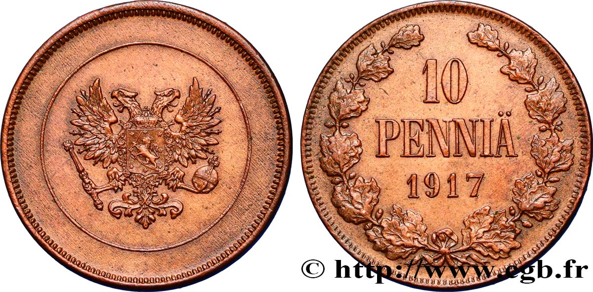 FINLAND 10 Pennia 1917  AU 
