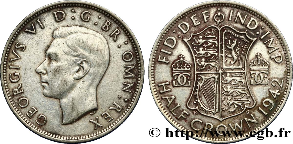 REINO UNIDO 1/2 Crown Georges VI 1942  MBC 