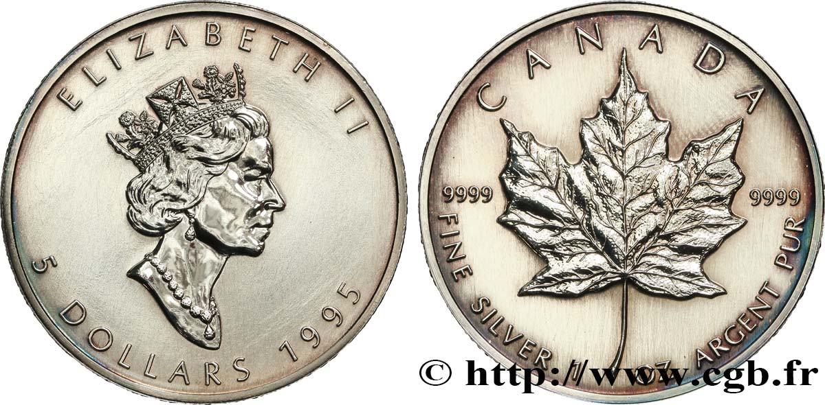 CANADA 5 Dollars (1 once) Proof feuille d’érable 1995  MS 