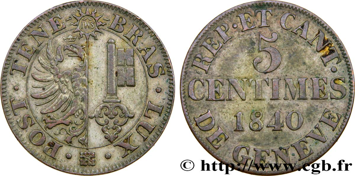 SUISA - REPUBLICA DE GINEBRA 5 Centimes 1840  MBC 