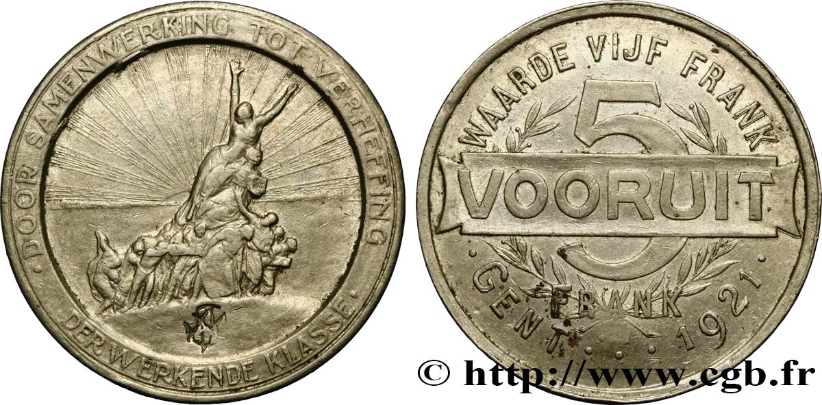BELGIO 5 Vooruit (jeton pour le pain) 1921  BB 