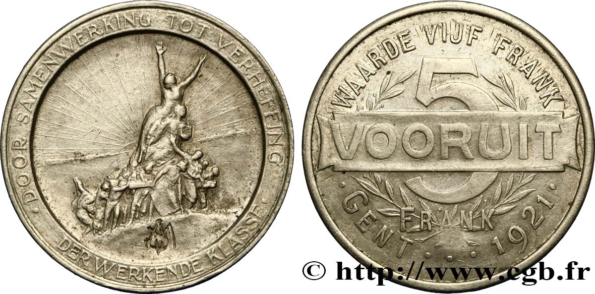 BELGIO 5 Vooruit (jeton pour le pain) 1921  BB 