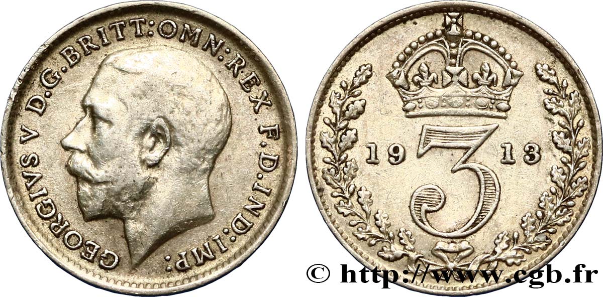 REGNO UNITO 3 Pence Georges V 1913  BB 