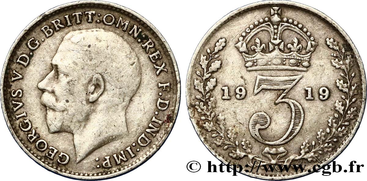 REGNO UNITO 3 Pence Georges V 1919  BB 