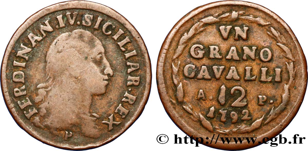 ITALIA - REGNO DI NAPOLI 1 Grano da 12 Cavalli Ferdinand IV 1792  MB 