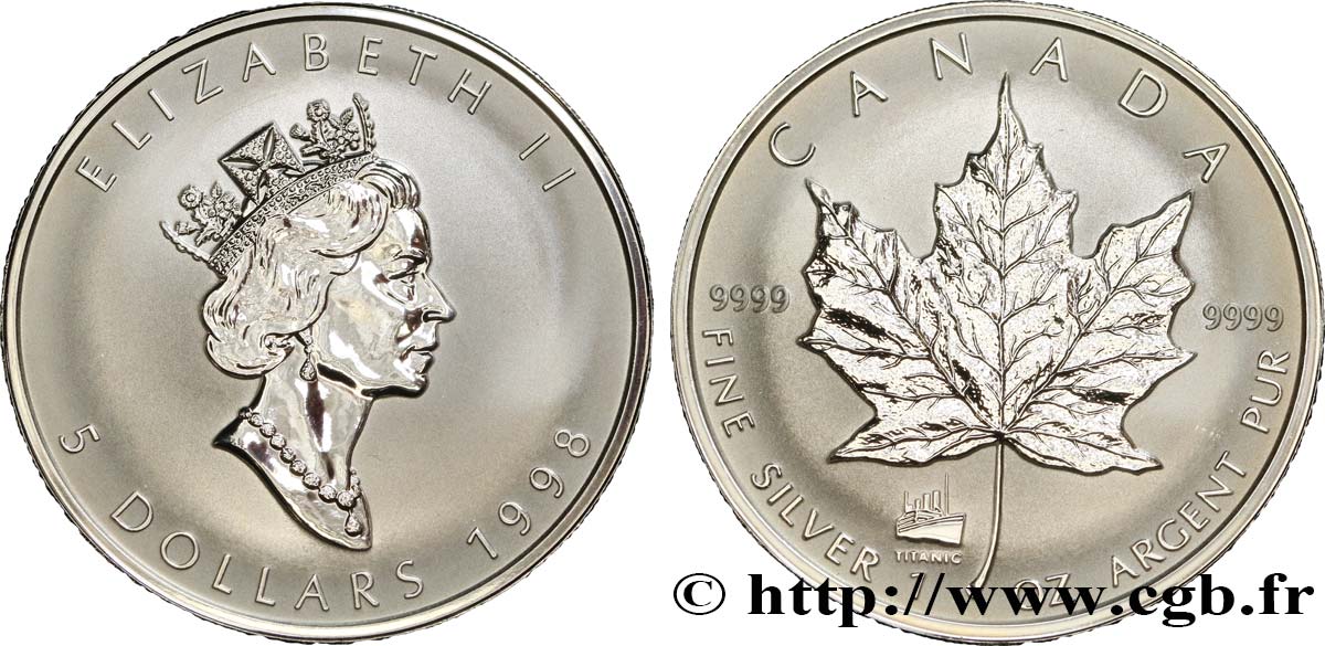 CANADA 5 Dollars Proof feuille d’érable 1998  MS 