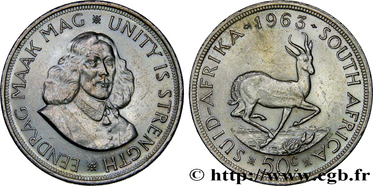 SUDAFRICA 50 Cents springbok 1963 Pretoria SPL 