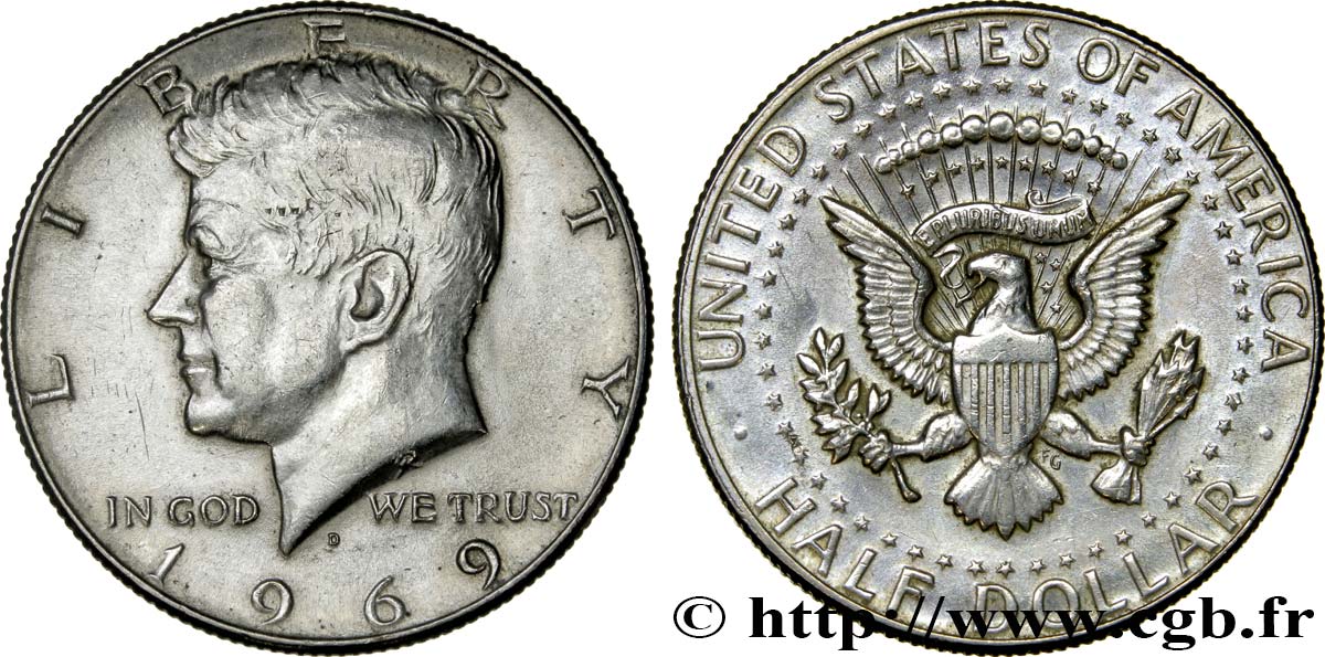 ÉTATS-UNIS D AMÉRIQUE 1/2 Dollar ‘proof’ Kennedy 1969 Denver SUP 