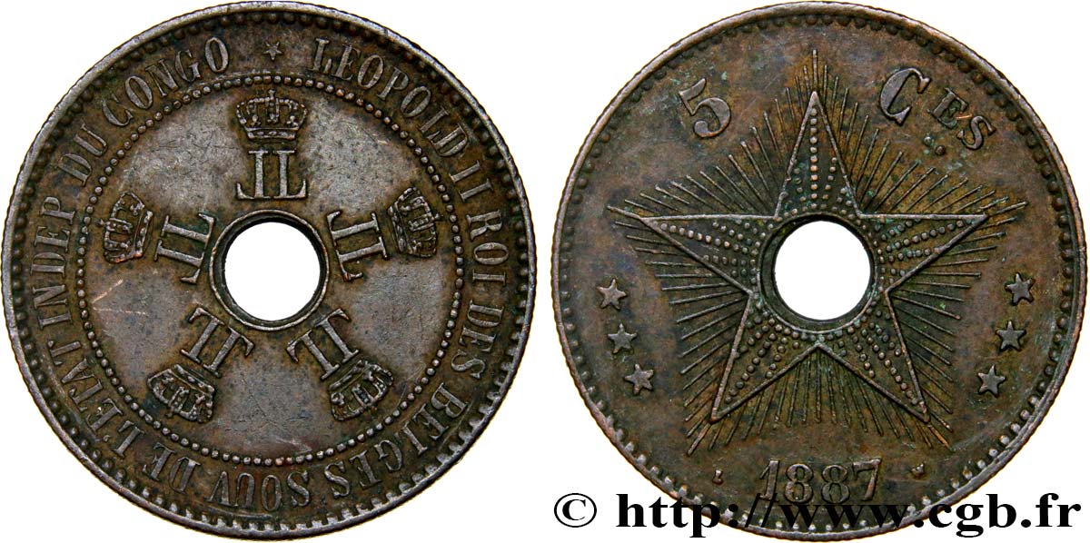 KONGO-FREISTAAT 5 Centimes 1887  fVZ 