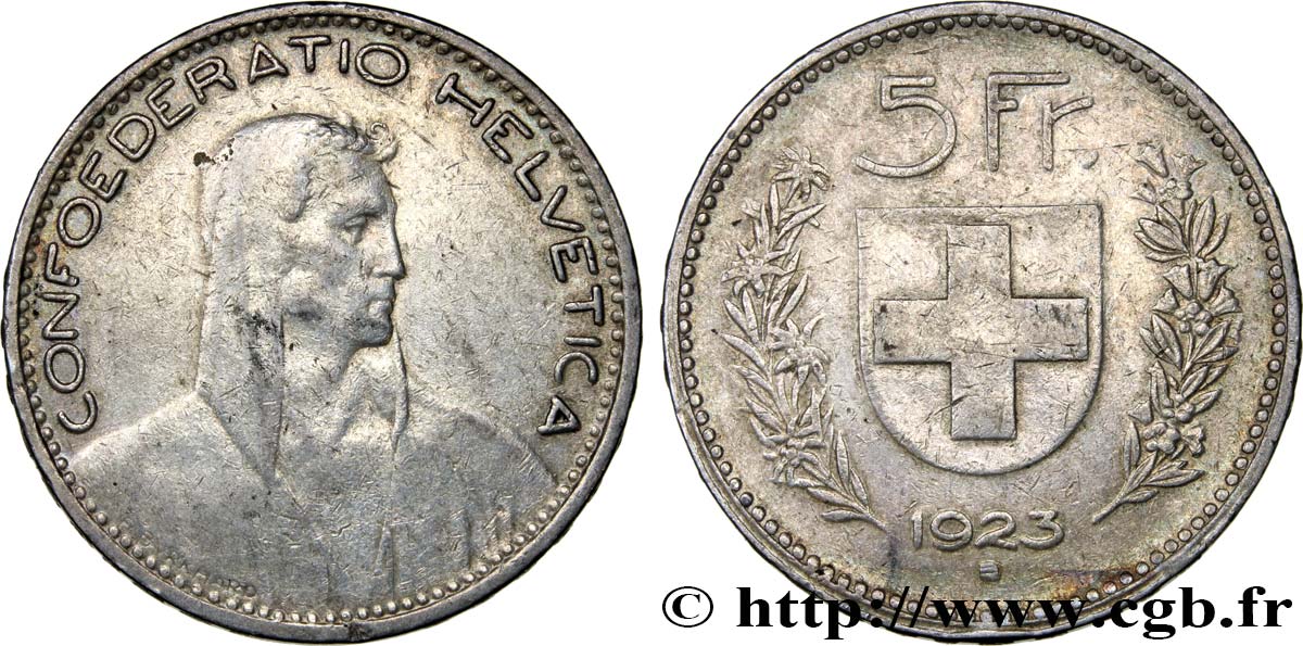 SWITZERLAND 5 Francs berger 1923 Berne XF 