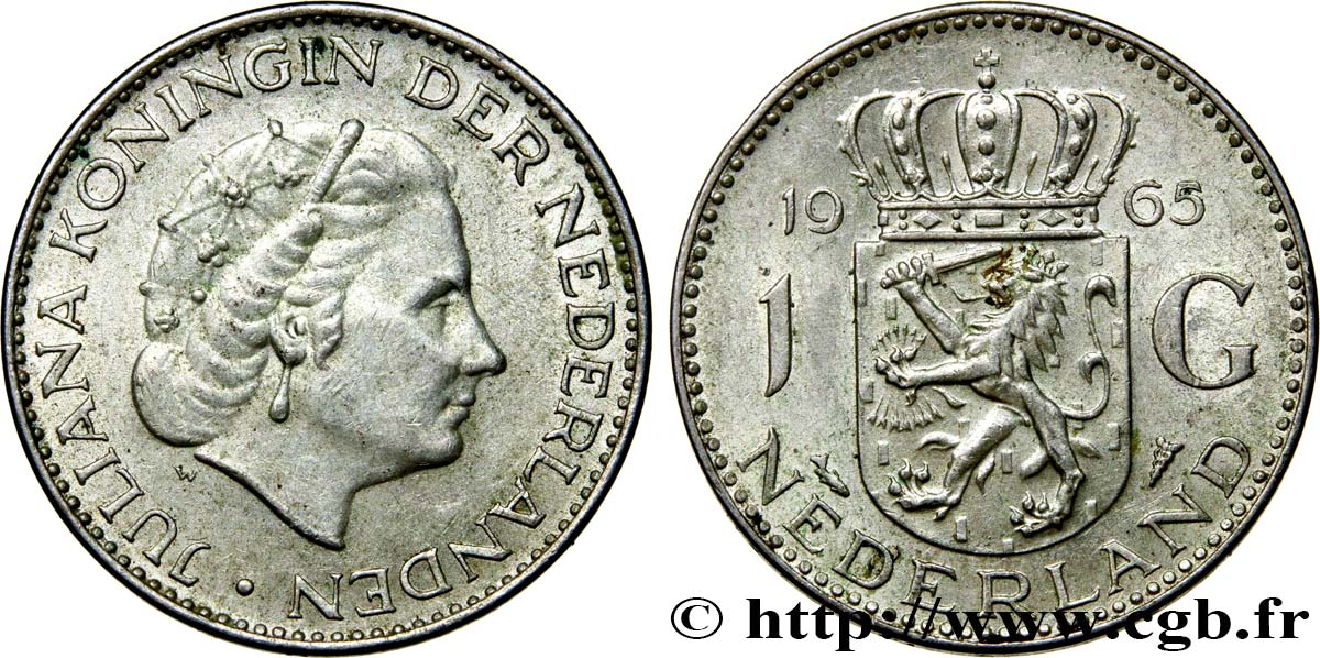 NIEDERLANDE 1 Gulden Juliana 1965  VZ 