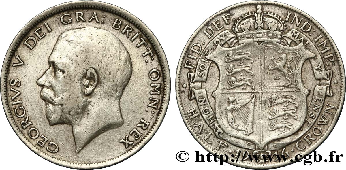 REGNO UNITO 1/2 Crown Georges V 1916 Londres BB 