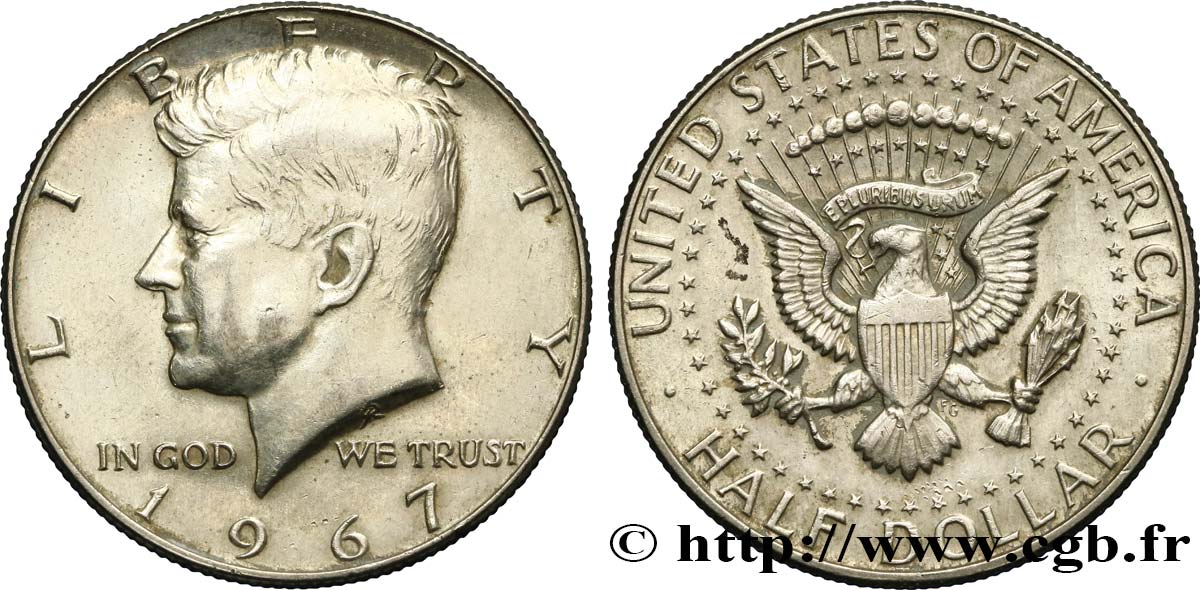 VEREINIGTE STAATEN VON AMERIKA 1/2 Dollar Kennedy 1967 Philadelphie VZ 
