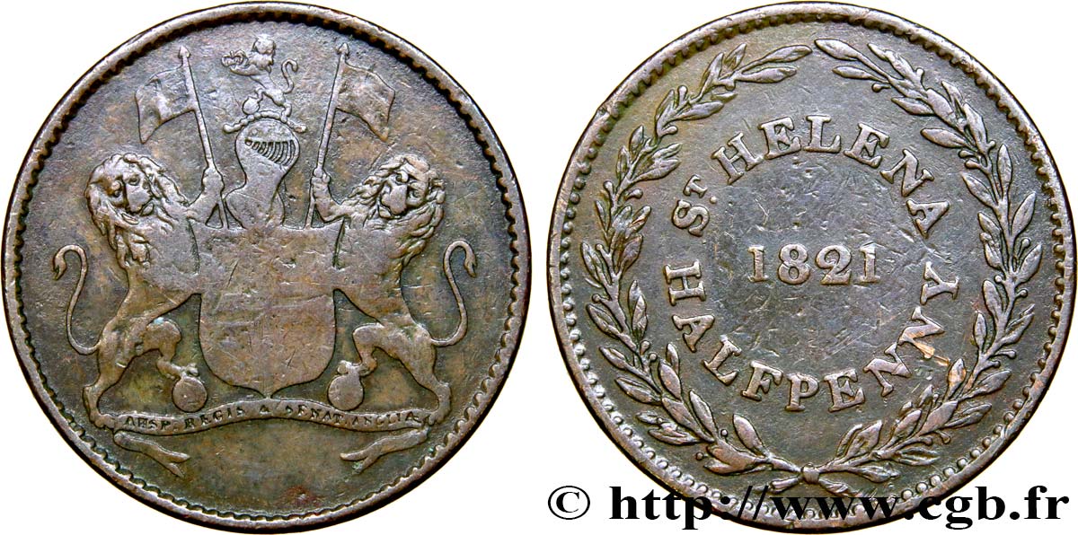 SANTA HELENA 1/2 Penny 1821  RC+/BC 