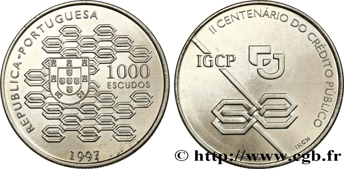 PORTUGAL 1000 Escudos 2e Centenaire du Credito Publico 1997  SPL 