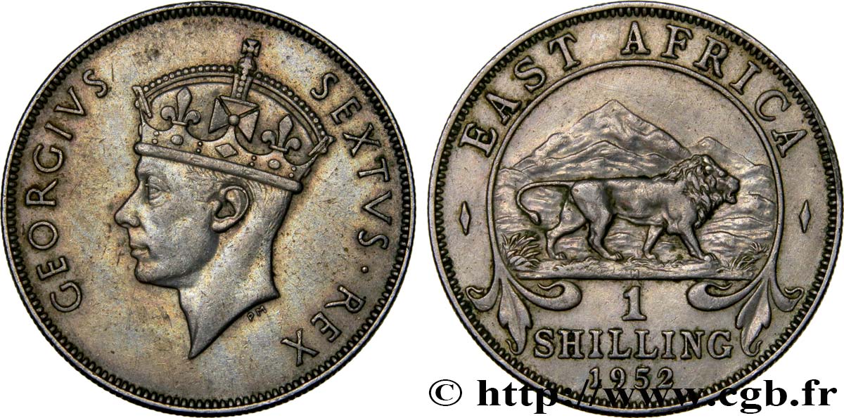 EAST AFRICA 1 Shilling Georges VI 1952 Heaton - H AU 