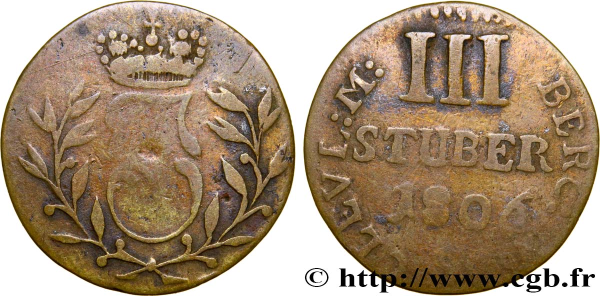 ALLEMAGNE - BERG 3 Stuber monogramme de Joachim Murat Duc de Berg 1806 Düsseldorf TB 