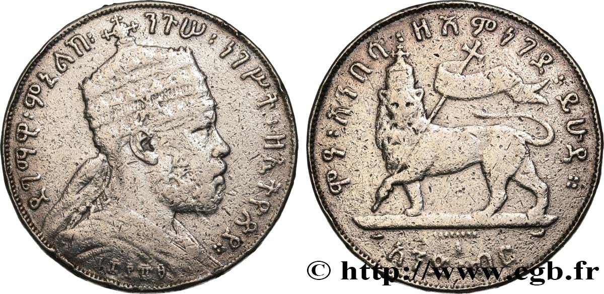 ETIOPIA 1 Birr Menelik II EE1889 1897 Paris RC 