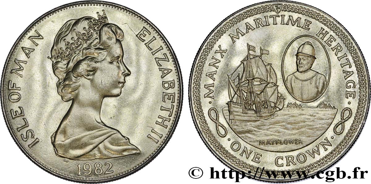 ISLE OF MAN 1 Crown héritage maritime mannois : le Mayflower 1982  AU 
