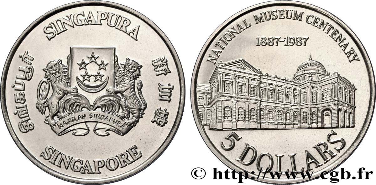 SINGAPUR 5 Dollars Centenaire du Musée National 1987  ST 