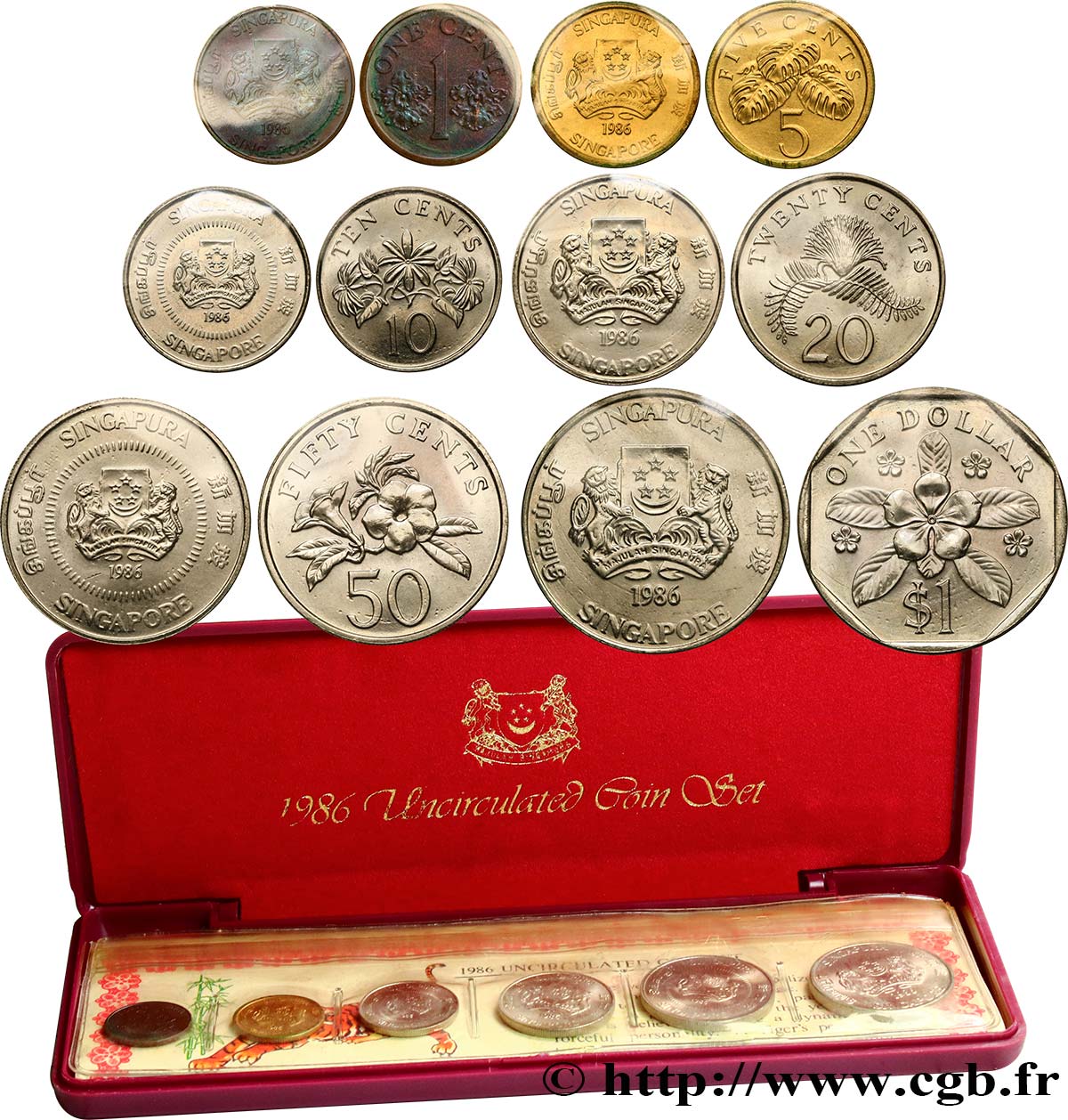 SINGAPUR Série FDC 6 monnaies 1986  ST 